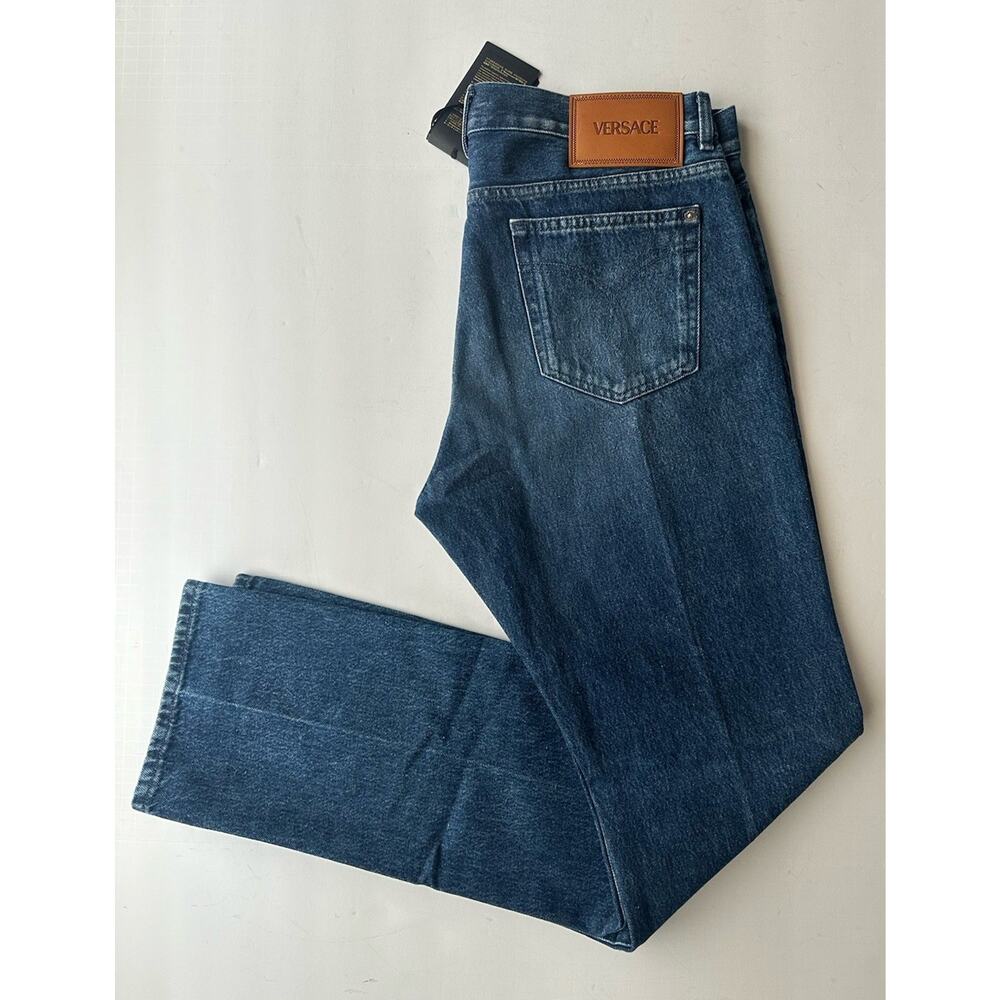 Versace Men’s Denim Stone Washed Medium Blue Jeans 31 US (33”) 1010816 Italy NWT